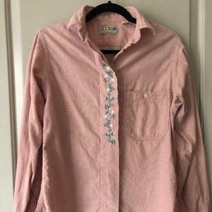 Vintage LL Bean Button Down with embroidered flowers